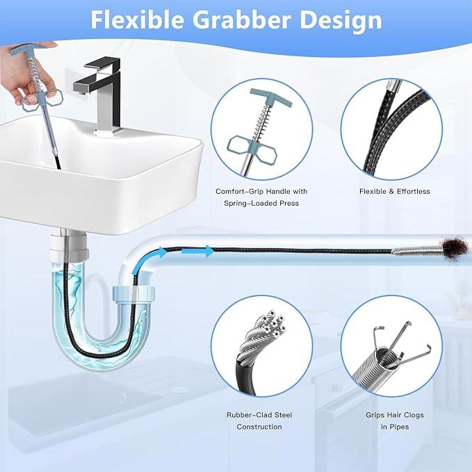 Drain Snake 61 Inch Flexible Claw Grabber Tool - Image 3