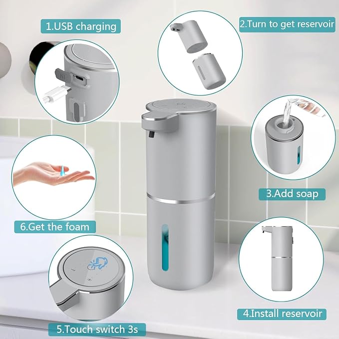 Automatic Liquid Soap Dispenser, Touchless Hand Soap Dispenser USB - Image 8