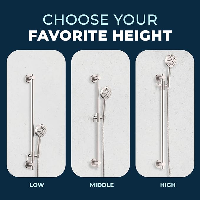 HammerHead Showers® Solid Metal 27.5 Inch Shower Slide Bar Set and Handheld - Image 6