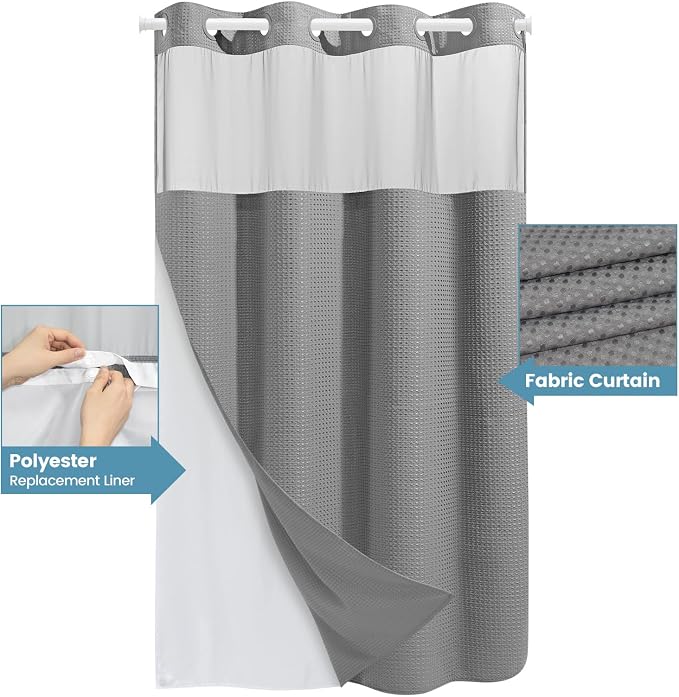 Grey Stall Shower Curtain and Liner Set - Image 4