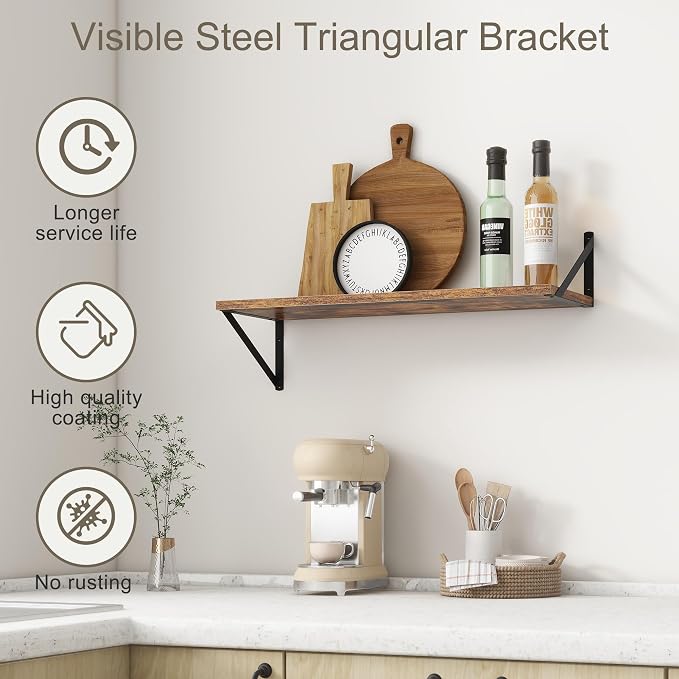 Fun Memories 27.5" W x10 D Floating Shelves, Large Wall Shelves 27.5 Inch Long - Image 4