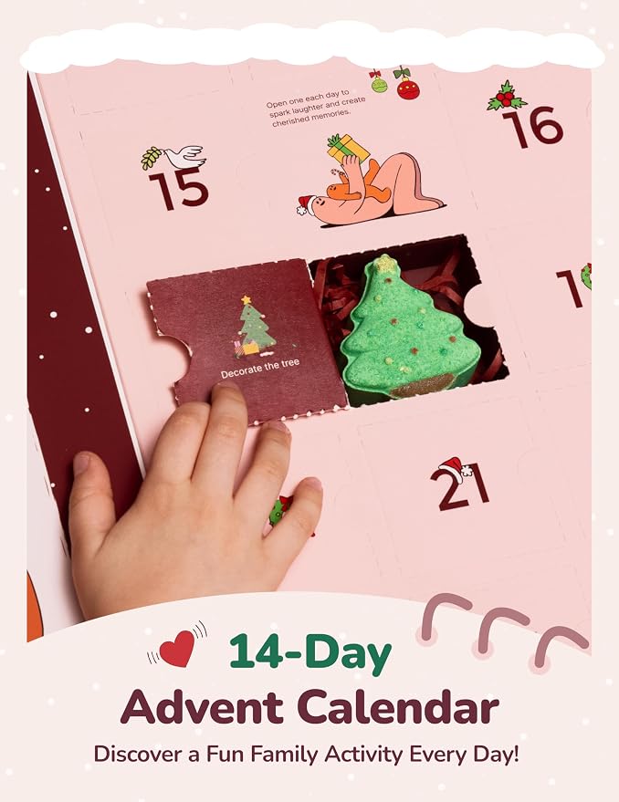 Momcozy & BIG HUGS 14Pcs Christmas Bath Bombs Set of Countdown Calendar Mystery - Image 4