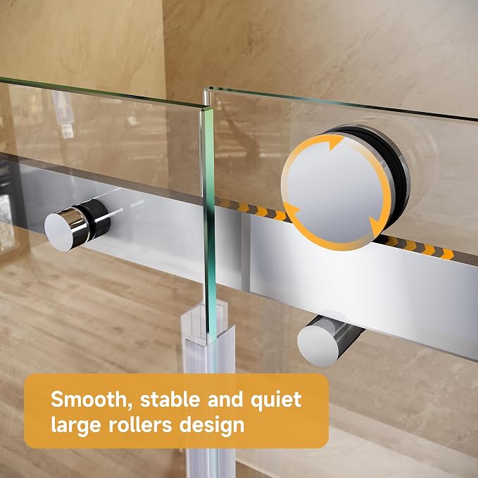 Frameless Sliding Shower Door, Sliver Finish - Image 3