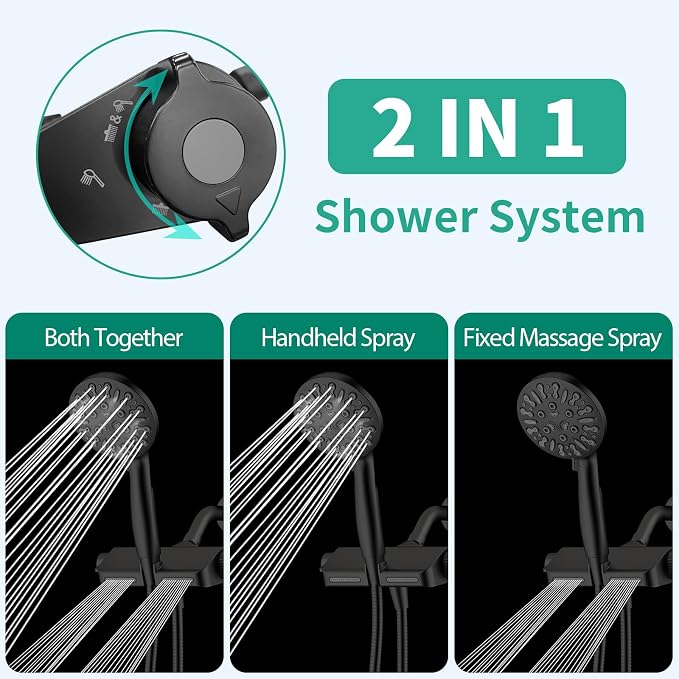 Filtered Shower Head with Handheld Combo, Hard Water Filter Shower Head with 9 - Image 2