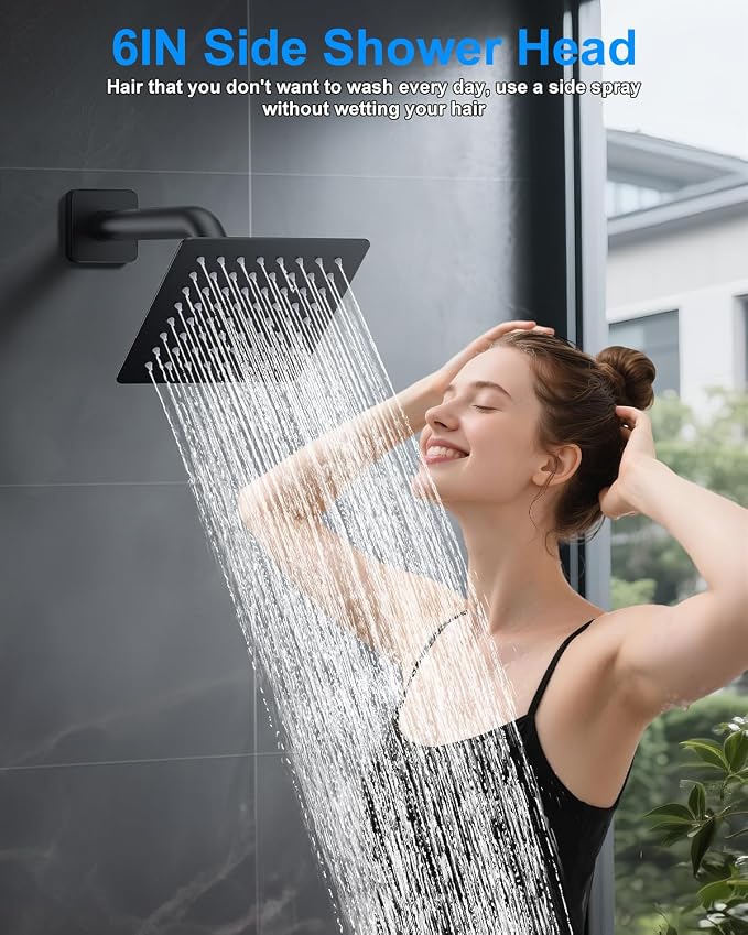 Shower System with Pressure Balance Valve, Matte Black - Image 5