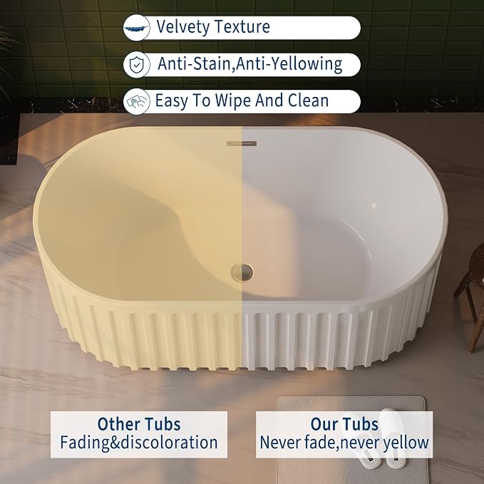 67" Freestanding Bathtub, Deep Soaking Tub - Image 6