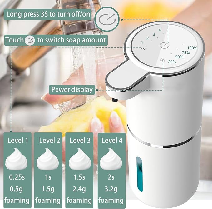 Automatic Soap Dispenser – Touchless Foaming Soap Dispenser 400ml USB - Image 2