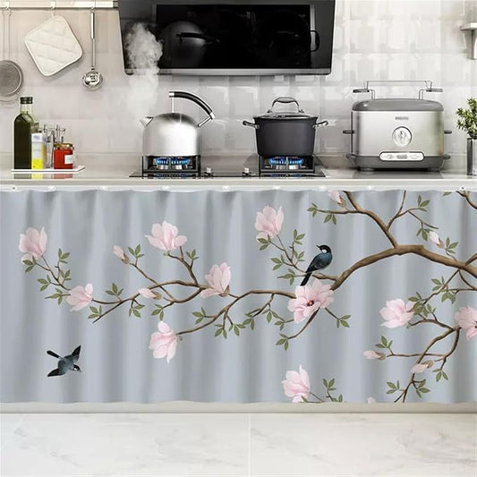 SK Studio Short Curtains for Kitchen, Cabinet Shelf Dust-Proof Blackout Tier by SK+Studio