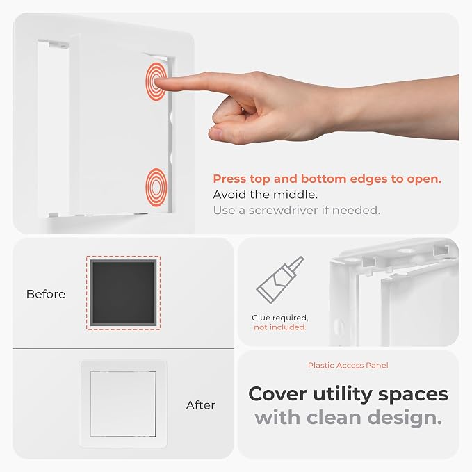 6 x 6 Inch White Square ABS Plastic Plumbing Access Panel - Image 4
