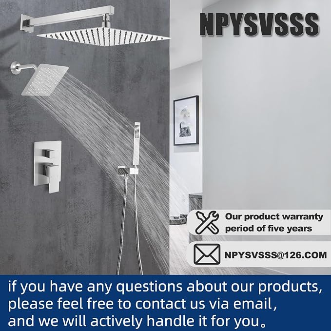 12" Shower Faucet Set Rain Shower System - Image 8