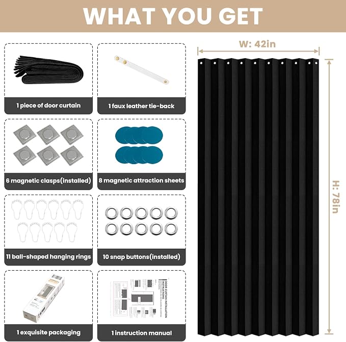 100% Blackout Fabric Folding Door Curtain - Image 3