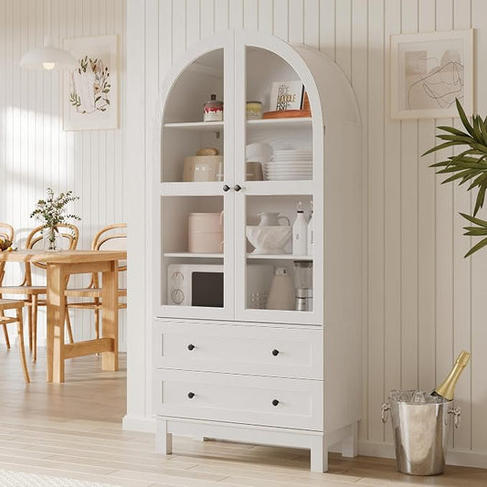 71" Tall Arched Kitchen Pantry, Kitchens Pantry Storage Cabinet by Furnify