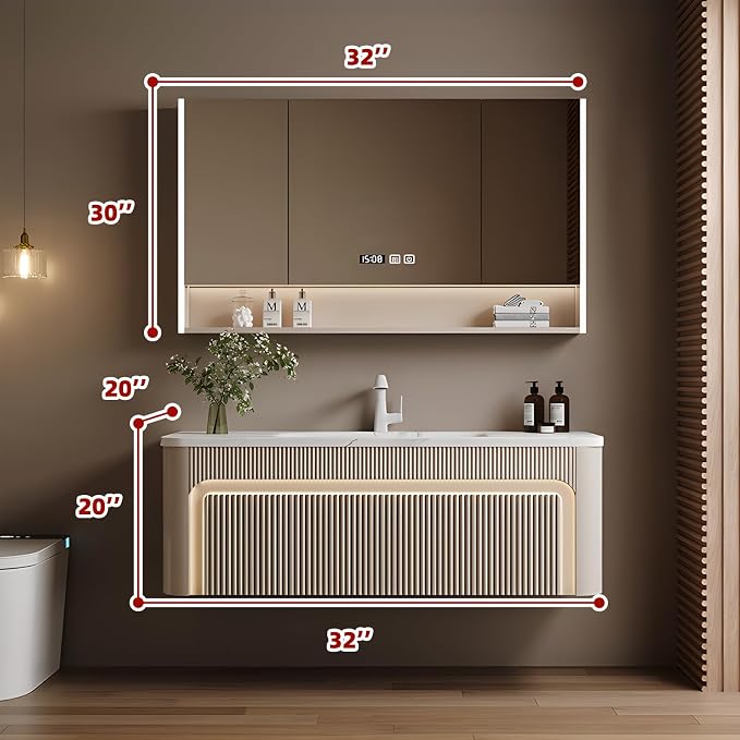 32 inch Bathroom Vanity, Elegant Floating Bathroom Vanity - Image 2