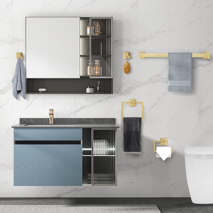 YACVCL 5 Piece Bathroom Hardware Set Brushed Gold, SUS304 Stainless Steel 23.6 - Image 7