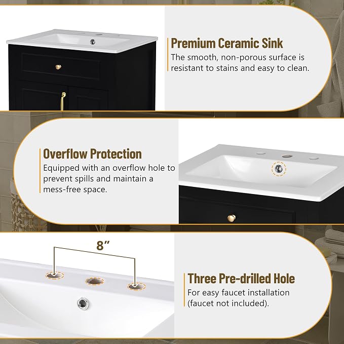Harper & Bright Designs 24" Bathroom Vanity - Image 8