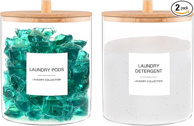 Glass Jars for Laundry Room Organization, Laundry Pods Container by TIPGO
