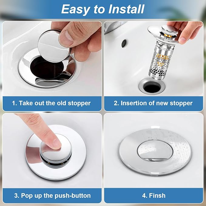Bathroom Sink Stopper, Pop-up Bathroom Sink Drain Strainer Stopper - Image 8