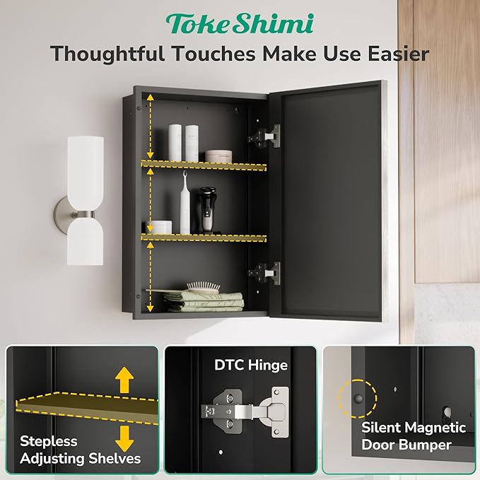 TokeShimi 20 x 26 Recessed Medicine Cabinet - Image 5