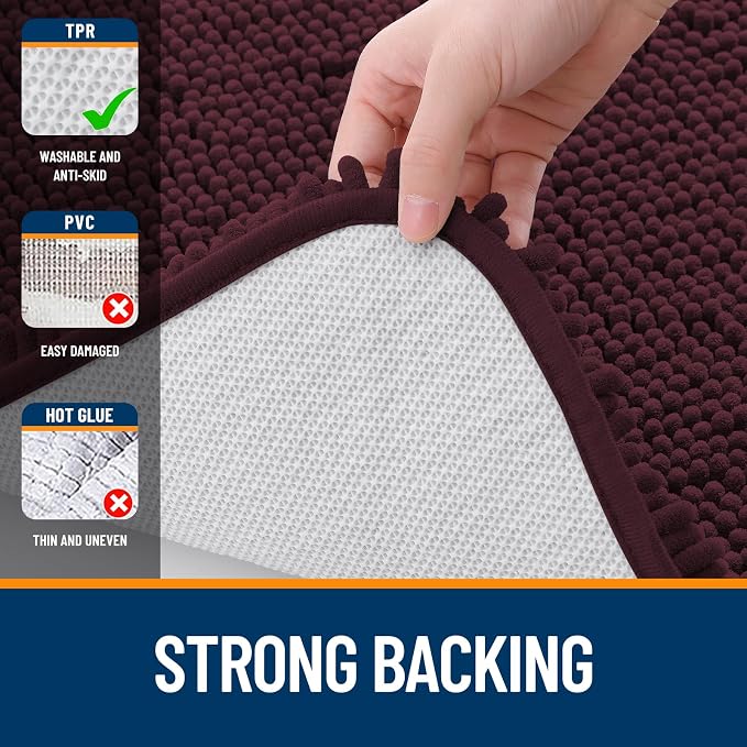 OLANLY Bathroom Rugs 24x16, Extra Soft Absorbent Chenille Bath Rugs, Rubber - Image 6