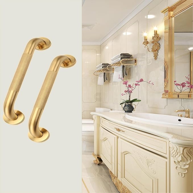 Shower Grab Bar, 2 Pack 24 Inch Gold Bathroom Grab Bar, 1.25" Diameter 304 - Image 8