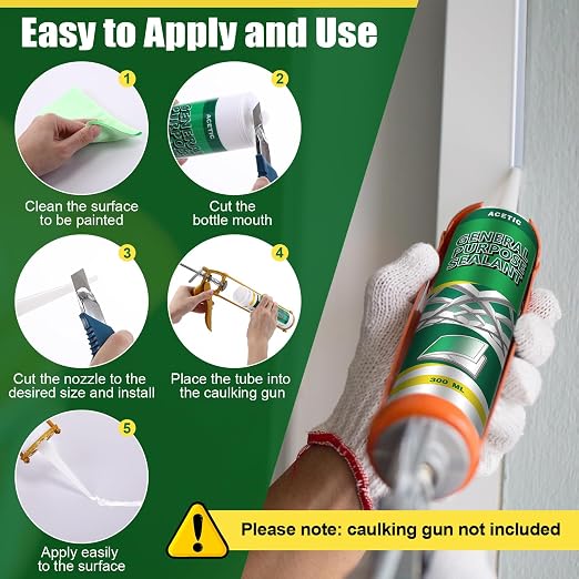 6 Pack Clear Silicone Sealant Caulk, 10.1 oz 100% Waterproof Silicone Sealant - Image 6