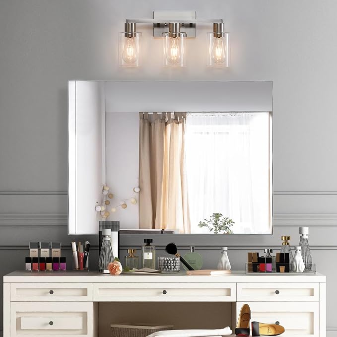 3-Light Vanity Lights, Brushed Nickel Vanity Light, - Image 7