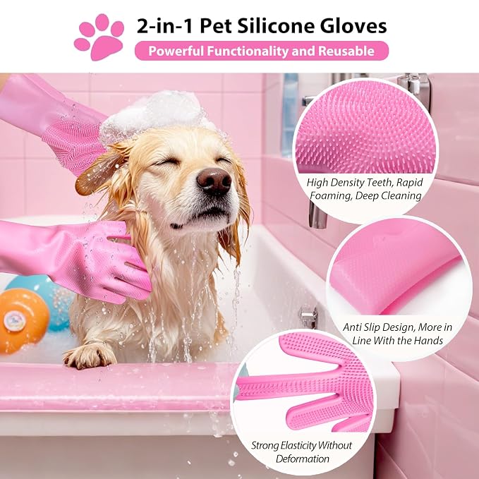 Dog Shampoo Brush, Dog Bath Brush, and Dog Washing Gloves | Essential Dog Bath - Image 3
