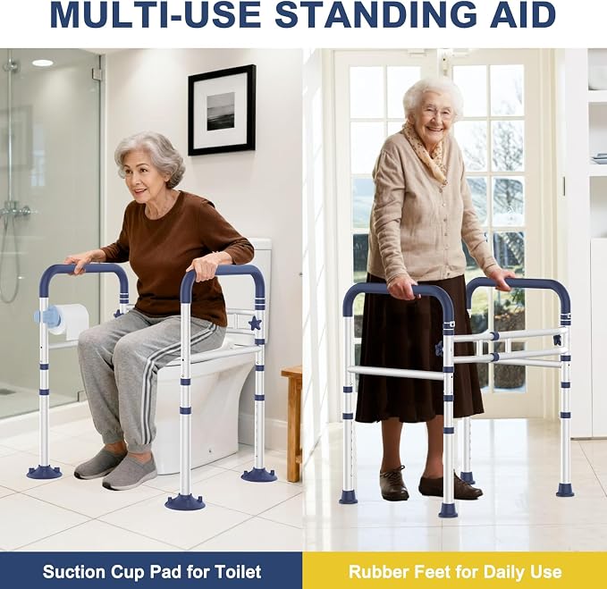Toilet Safety Rails for Seniors, Adjustable Height & Width Toilet Rails - Image 7