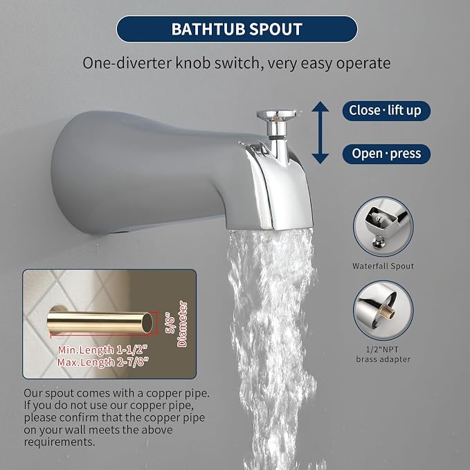 Dual Shower Faucet Set With Tub Spout - Image 5