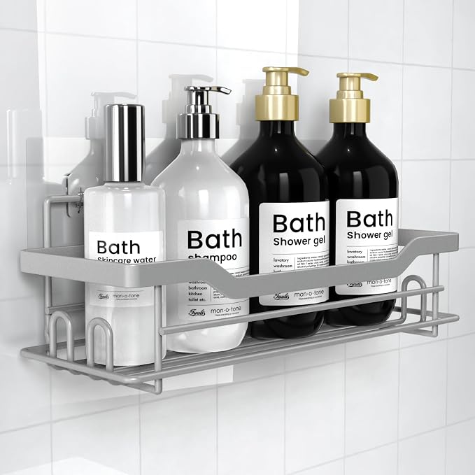 Shower Caddy Shelves Organizer, Single Pack, No Drilling Wall Mounted Self by BATHDESIGN