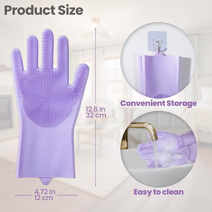DELOMO Dog Washing Gloves 1 Pair: Soft and Gentle Silicone Pet Grooming Gloves - Image 5