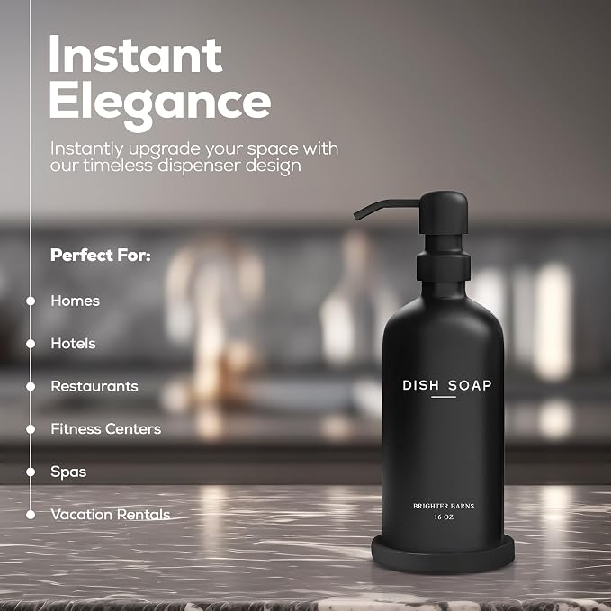 Black Glass Dish Soap Dispenser - Image 2