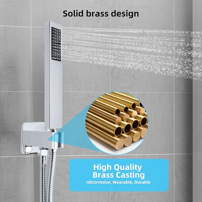 Bathroom Shower Faucet Set，12 Inch Rain Shower Head - Image 5