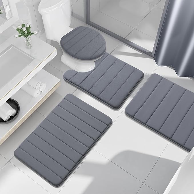 Buganda Memory Foam Bath Mat, Ultra Soft and Non-Slip Bathroom Rugs, Water - Image 2
