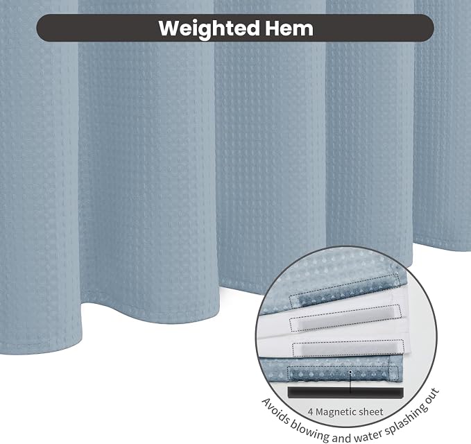 Inhousolu No Hook Waffle Weave Shower Curtain - Image 4