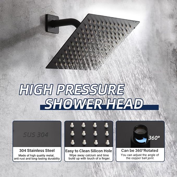 POP SANITARYWARE Matte Black Shower Faucet Set - Image 3
