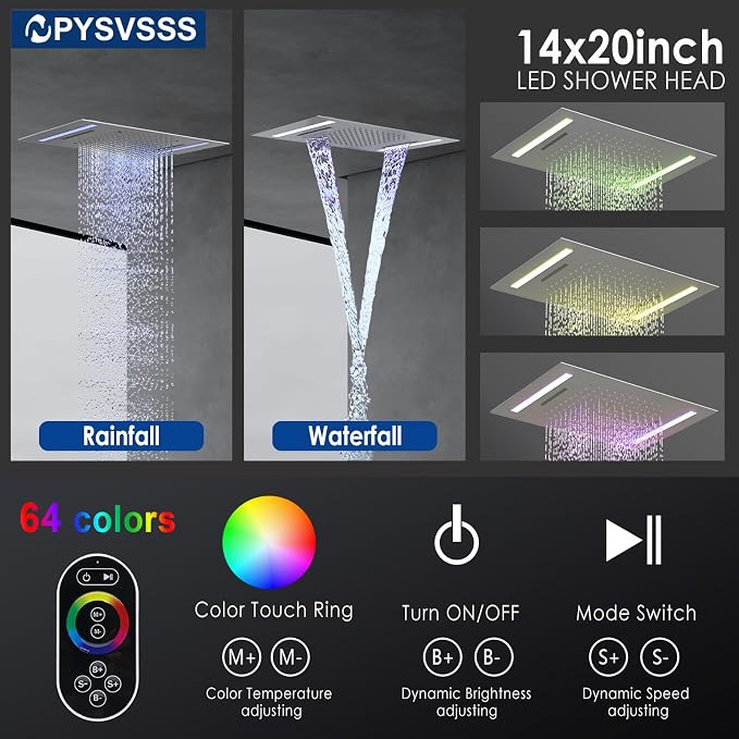 Dual Rain Shower Head Thermostatic Luxury Spa Shower System And Ceiling Mount - Image 4