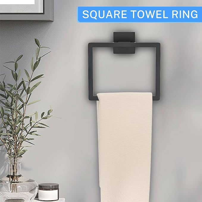 10-Piece Matte Black Bathroom Hardware Accessories Set Black Towel Bar Set - Image 3
