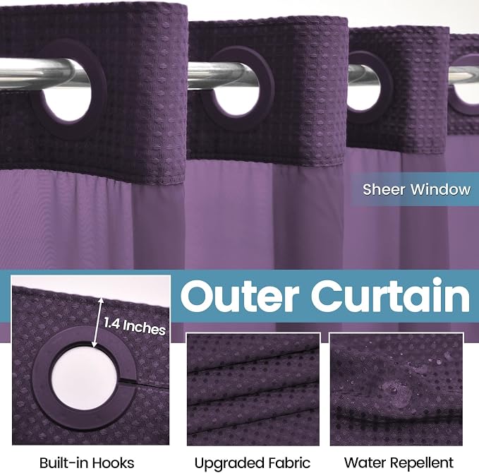 Purple Hotel Style Shower Curtain - Image 5