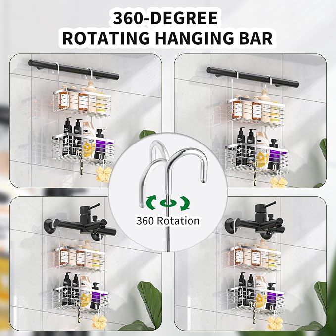 SHANSHUI Shower Hanging Caddy, Double Bathroom Showers Organizer Basket - Image 5