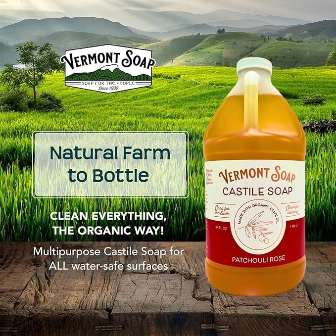 Vermont Castile Soap Patchouli Rose, Gentle Liquid Soap - Image 3