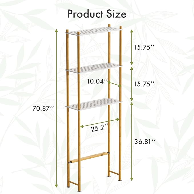 AmazerBath Bamboo Over The Toilet Storage Shelf, Bathroom Storage Organizer Rack - Image 2