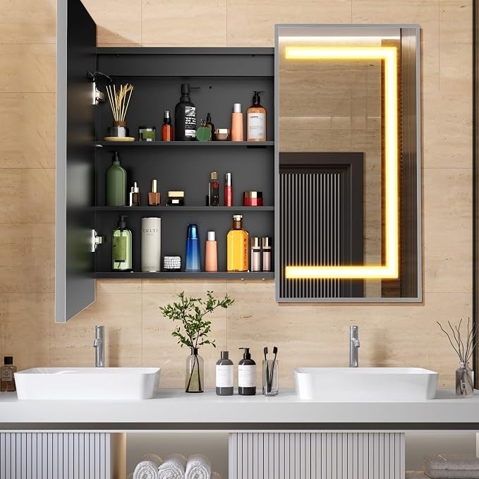 APRILSOUL 36X30 Inch Silver Bathroom Medicine Cabinet by Unknown