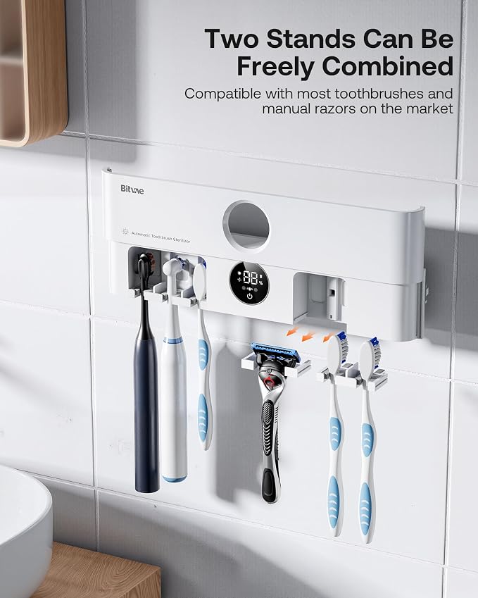 Bitvae Toothbrush Holder, Cleaning and Fast Drying, 5 Toothbrush Slots or - Image 5