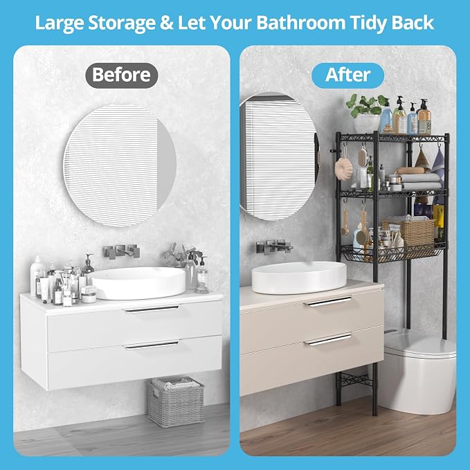 Over The Toilet Storage Shelf, Adjustable Bathroom Organizer - Image 6