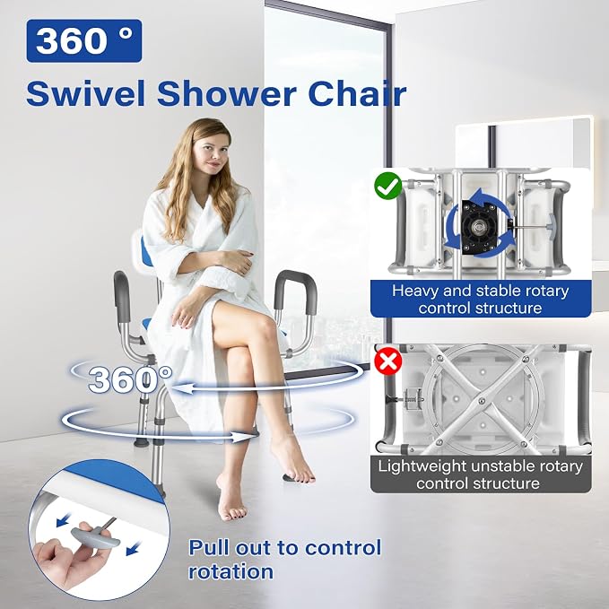 Swivel Shower Chair Height Adjustable Swivel Shower Chair - Image 3