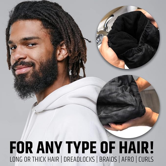 Black Shower Cap for Men - Image 2