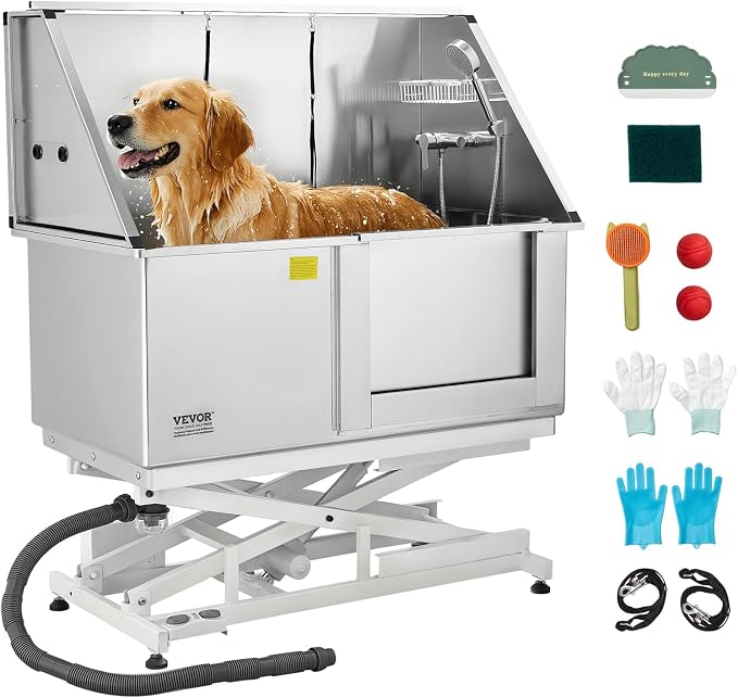 VEVOR Electric Lift Dog Washing Station, 50 inch Professional Stainless Steel by VEVOR