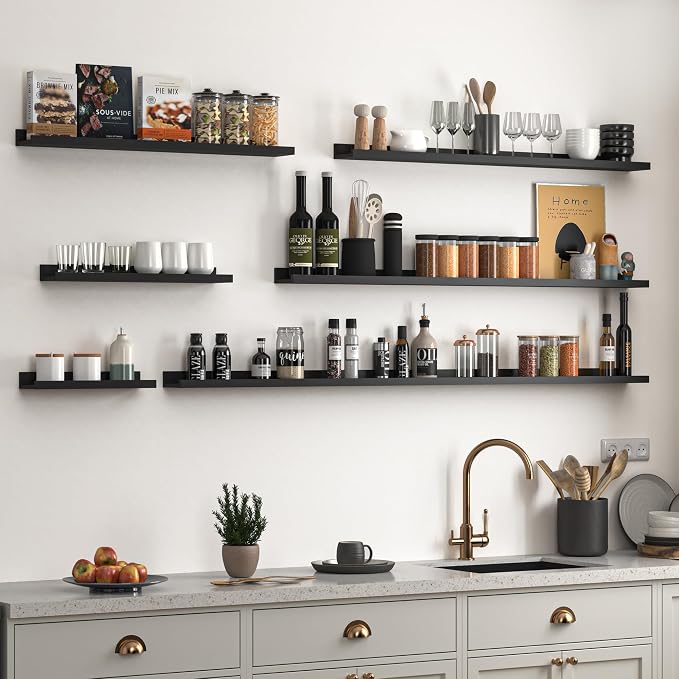 Heimlove Picture Ledge Shelf, Floating Shelves Set of 2, 72 Inches Long Large - Image 2