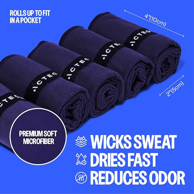 Acteon Microfiber Gym Towels 5 Pack, Quick Dry Silver ION Odor-Free Super - Image 4